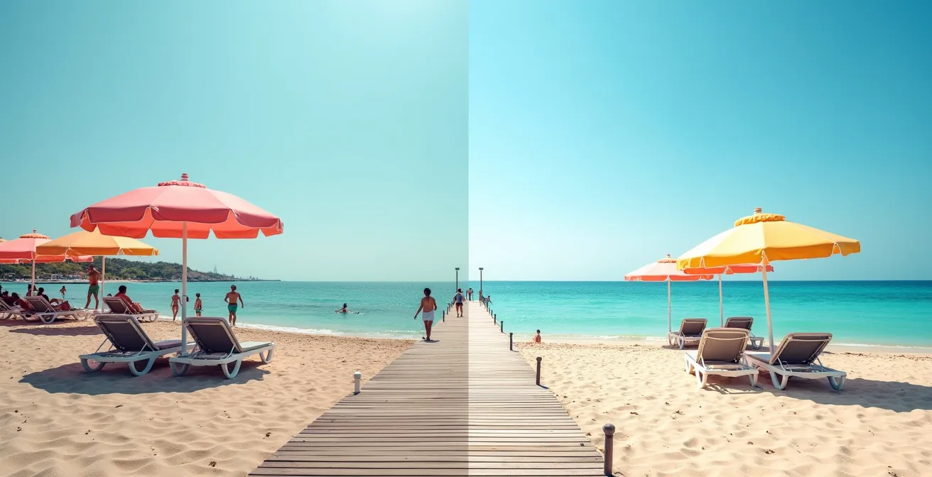 Vue comparative montrant les caractéristiques distinctes des plages de Hammamet et Djerba