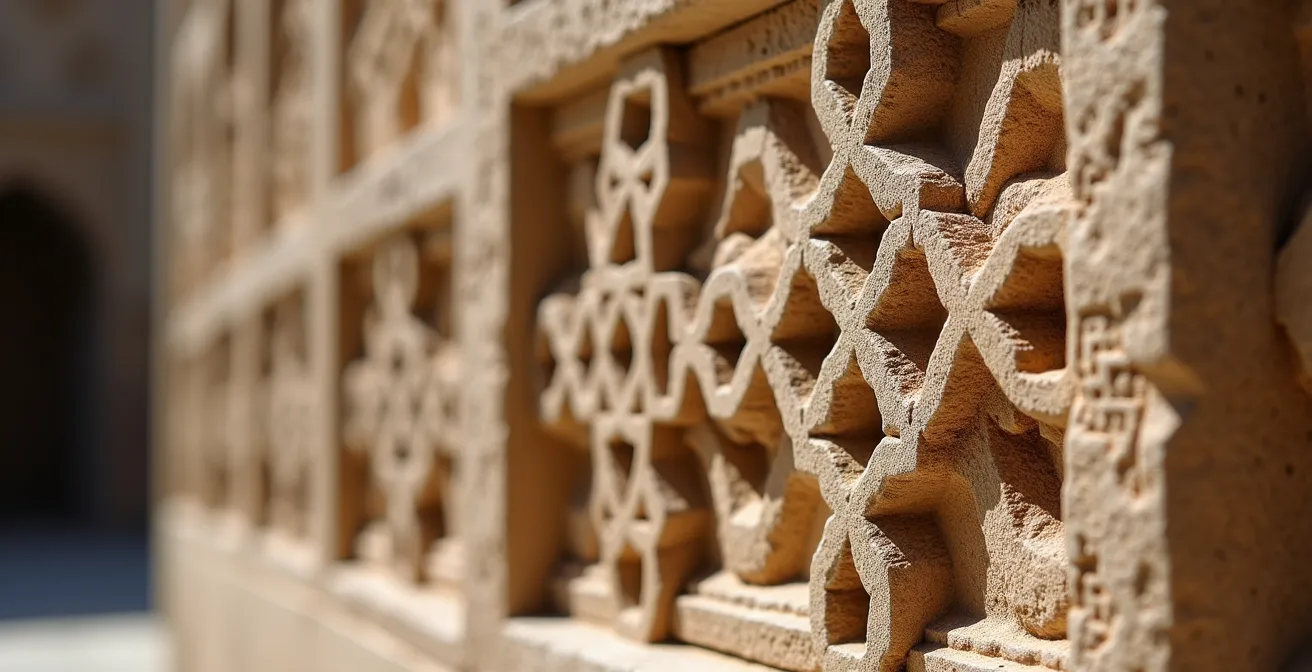 Détail macro de l'horloge aux aiguilles inversées de la mosquée de Testour