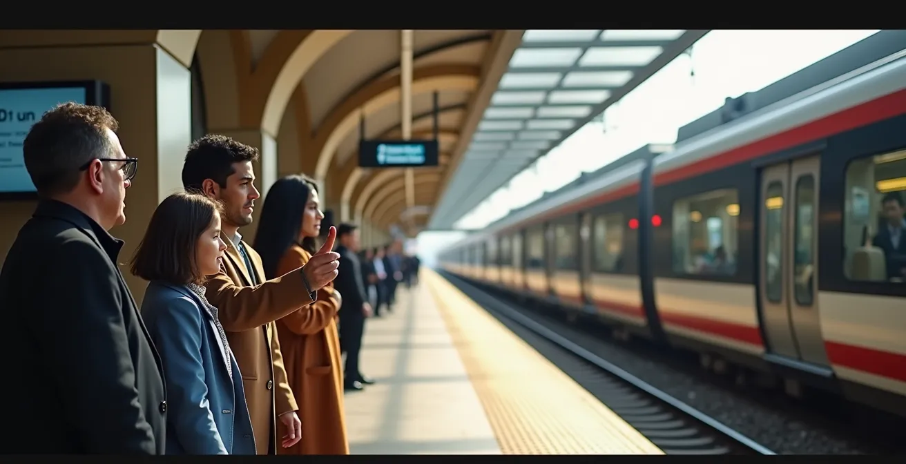 Vue de la station de métro léger du Bardo avec des passagers