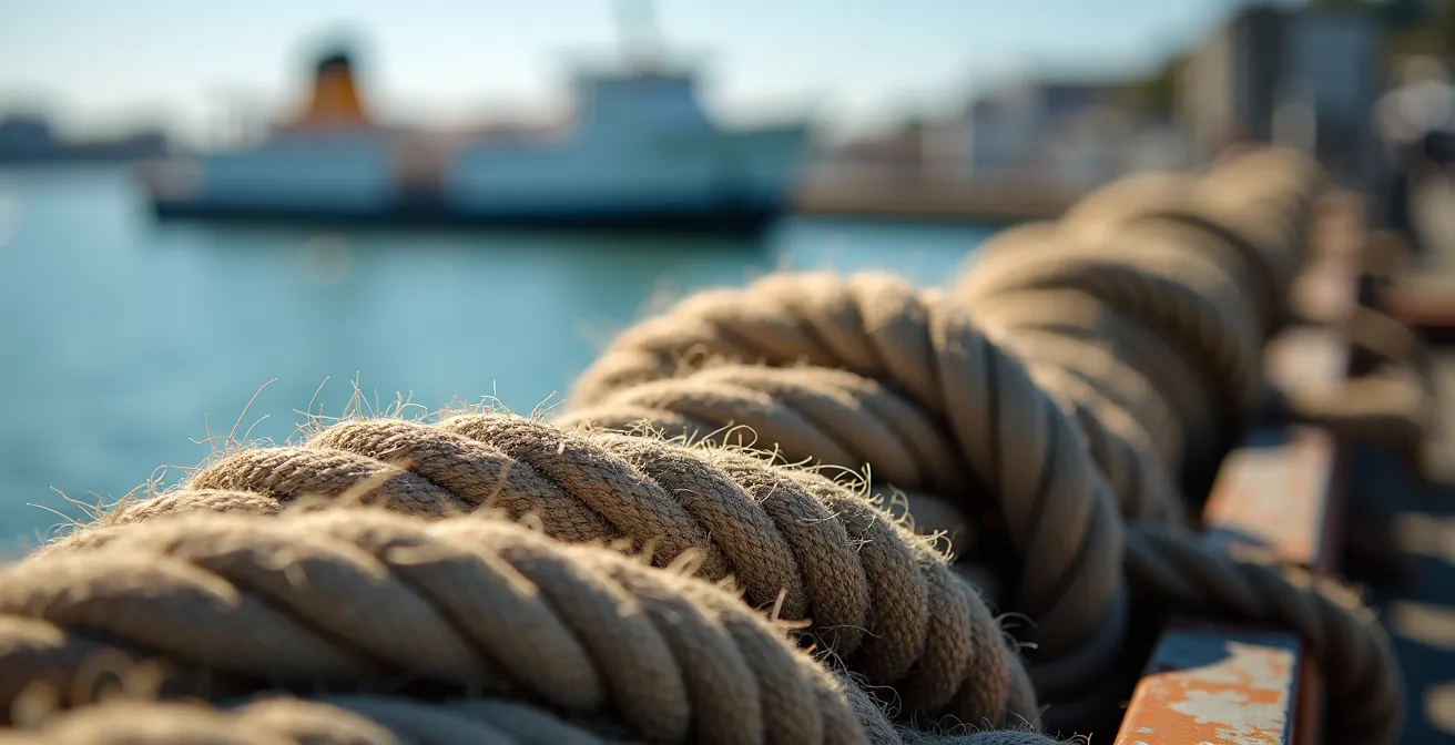 Vue aérienne du port de La Goulette avec ferries amarrés et files de véhicules